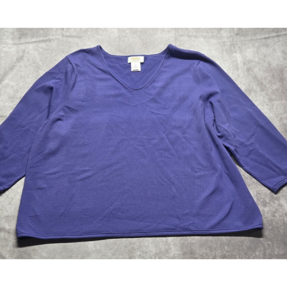TALBOTS Women's Pullover 3/4 Sleeve V-Neck Top‎ Purple Size 3X Classic